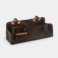 Close-up of quilted waterproof fabric on dog car seat cover