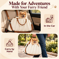 Pawsmee dog travel bed used in the car and carried by hand for comfortable travel with small dogs