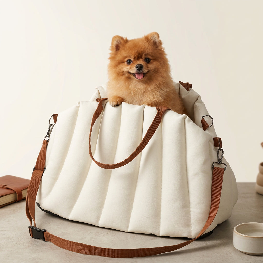 Pawsmee 3-in-1 dog travel bed and carrier for small dogs with soft padded sides and carry straps