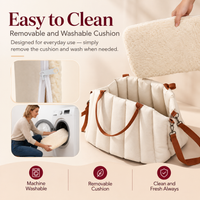 Pawsmee dog travel bed with removable washable cushion for easy everyday cleaning