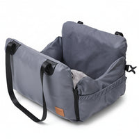 Pawsmee waterproof dog car seat cover bed in grey designed for comfortable and secure dog travel in cars